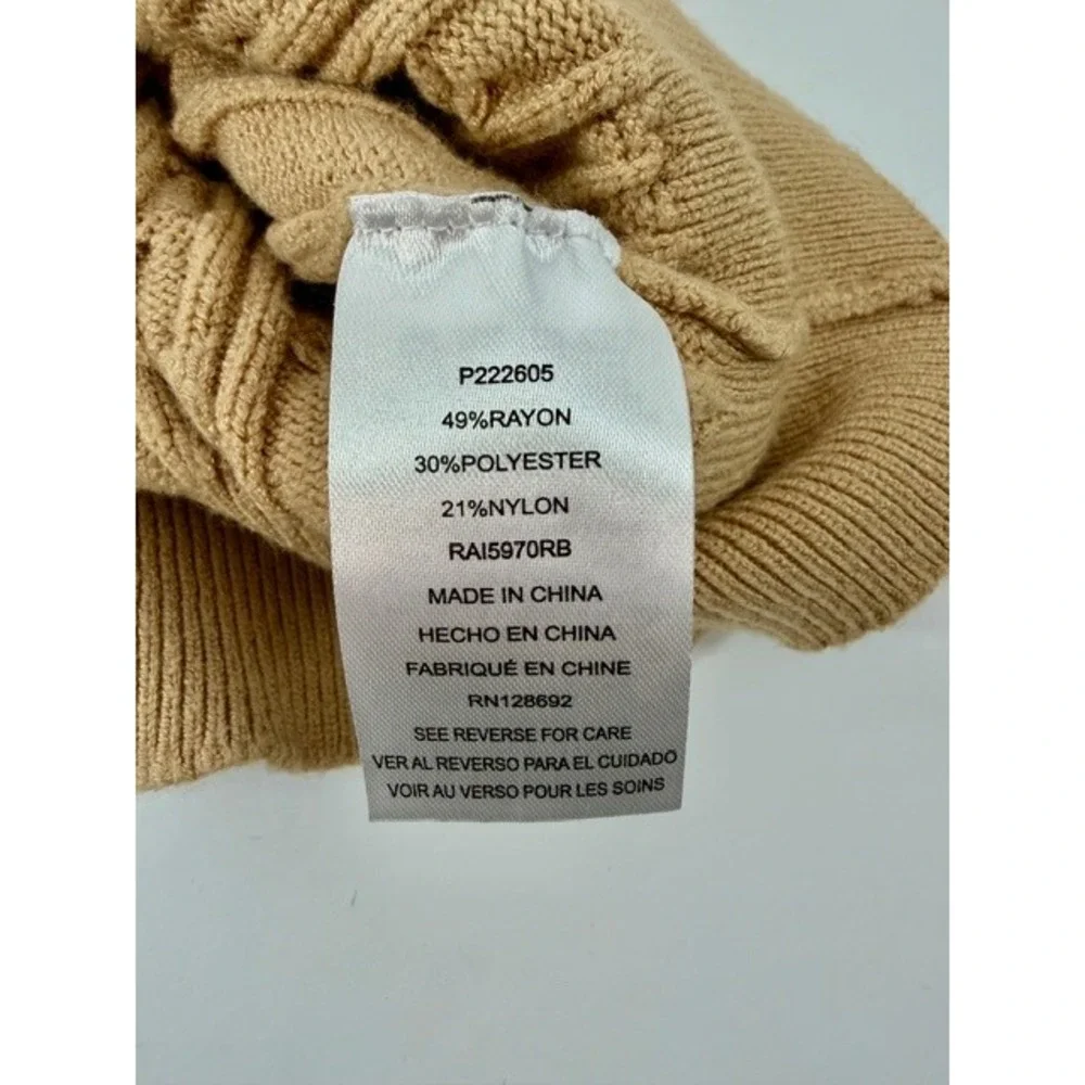 Almost Famous Women's L Tan Cable‎ Knit Cropped Polo Sweater Preppy Academia Y2K